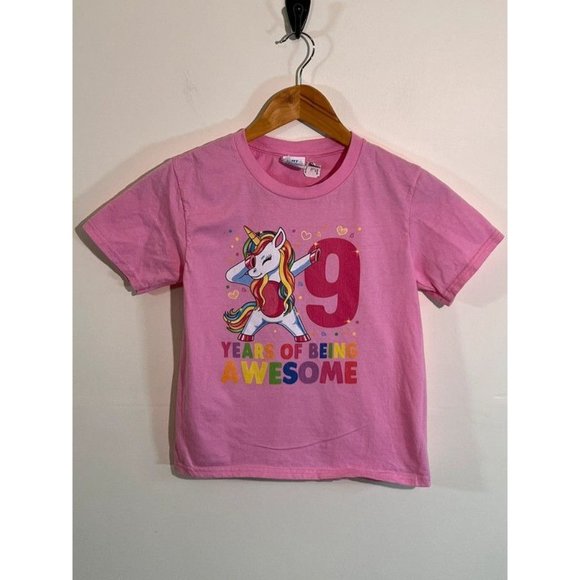 Girls Unicorn 9th Birthday Top/Tee “9 Years of Being Awesome Shirt ✨BOGO - Picture 2 of 5